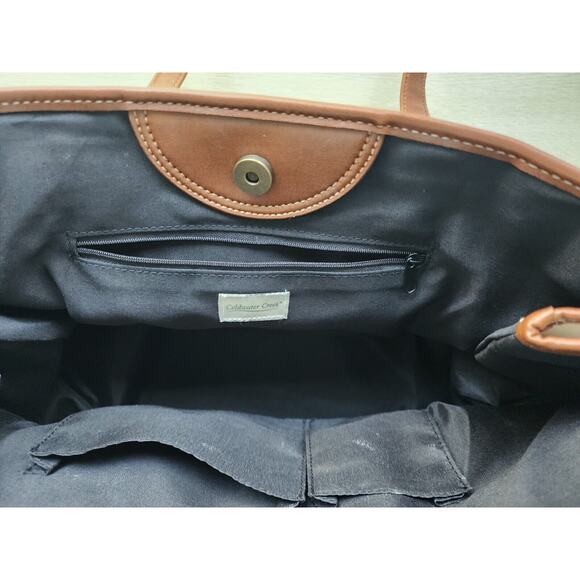 PURSE-COLDWATER CREEK-Beige-Faux Brown Leather-Short Shoulder Strap-Snap Closure - Picture 10 of 16